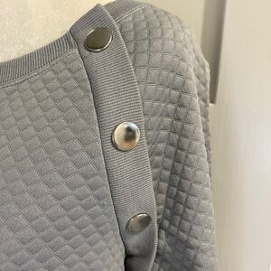 Gray Quilted The Sweatshirt Project Asymmetrical Pullover With Faux Snaps